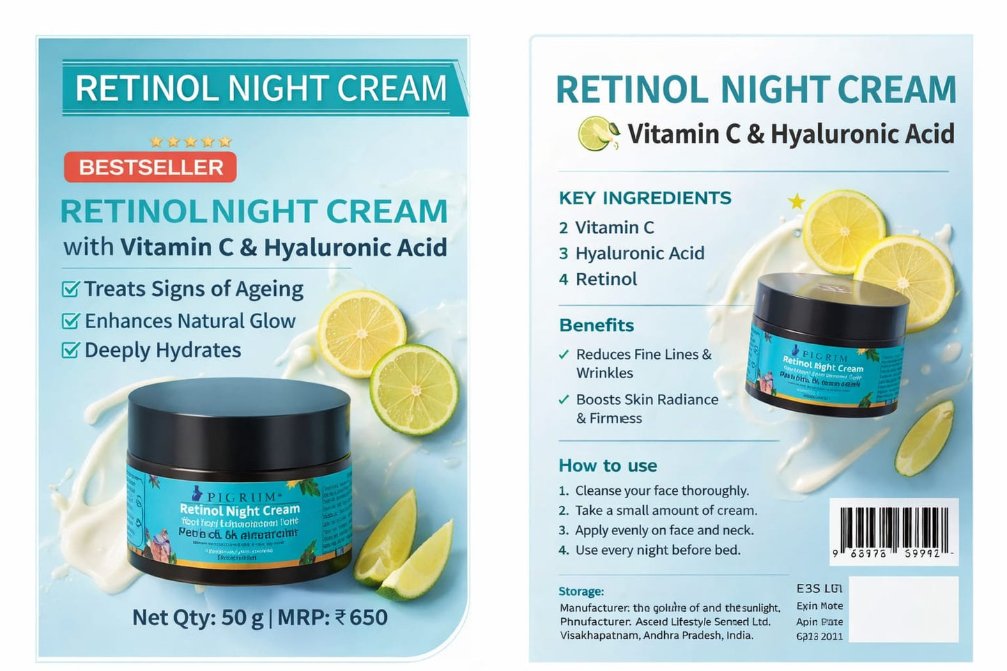 Pilgrim Korean White Lotus Retinol Night Cream (50g)