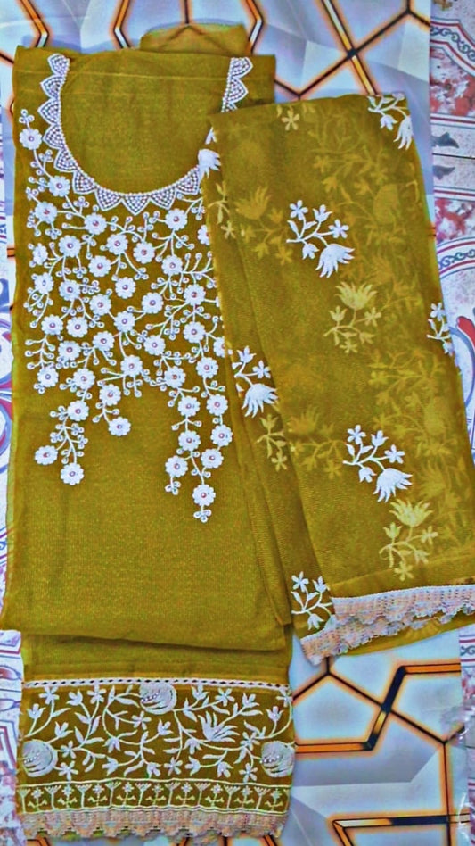 Pearl Neck Design With Embroidery Work