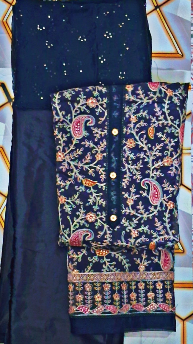 Organza Material Neck Pattern