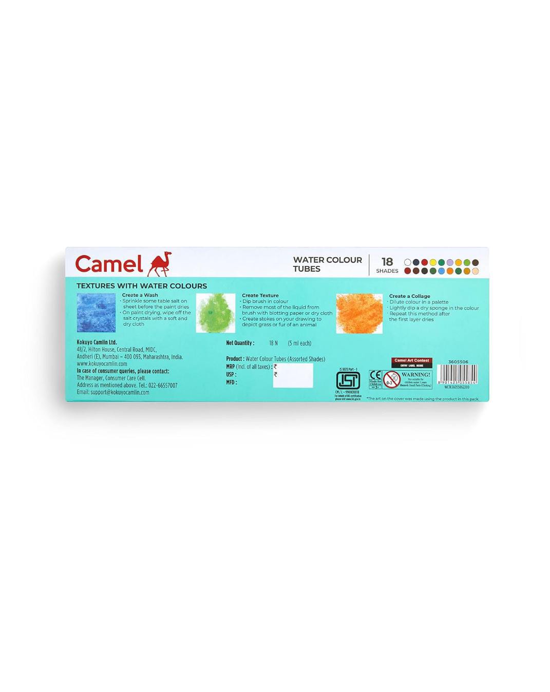 CAMEL - Water Colour Tubes 18 Shades