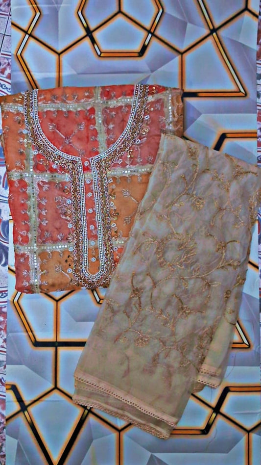 Organza Material Full Thread Work With Lining Material