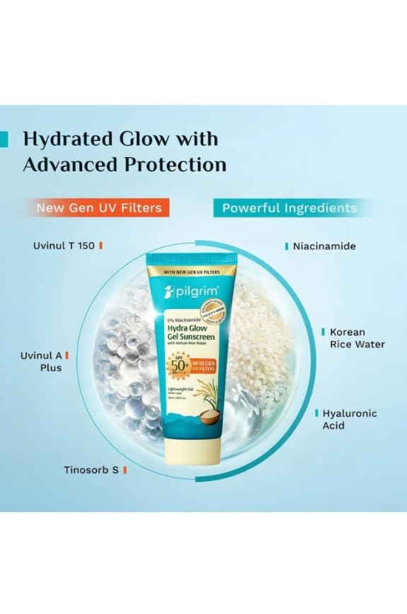 Pilgrim 5% Niacinamide Hydra Glow Gel Sunscreen SPF 50+ PA++++ (40ml)