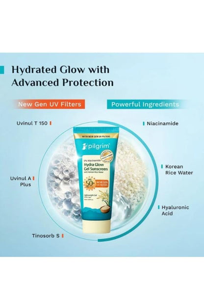 Pilgrim 5% Niacinamide Hydra Glow Gel Sunscreen SPF 50+ PA++++ (40ml)