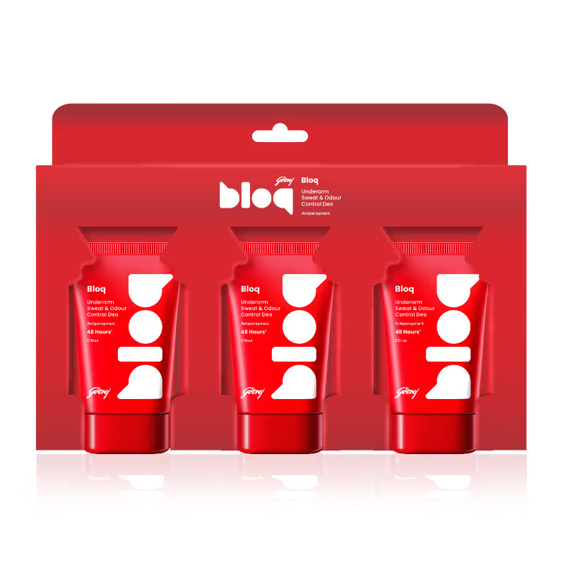 Godrej Bloq Underarm Sweat & Odour Control Deo Citrus | Antiperspirant Stick- combo of 3