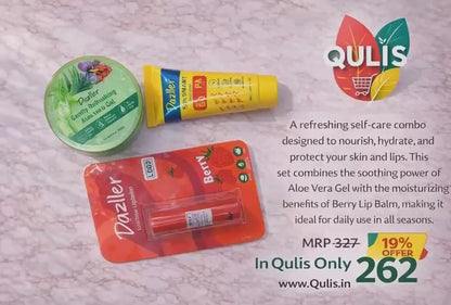 COMBO OFFER - Aloe Vera Gel, Berry Lip Balm,Sun Screen